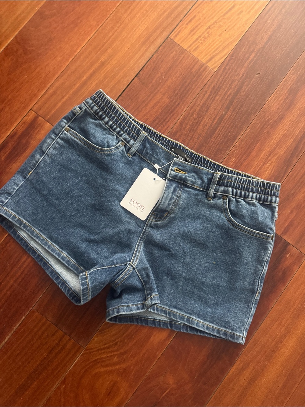 SOON Maternity “Heaven” Denim Shorts - AU12 (size 8)